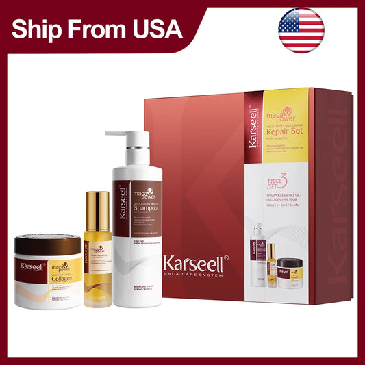 Karseell Collagen Hair Mask Shampoo and Argan Oil Repair Set