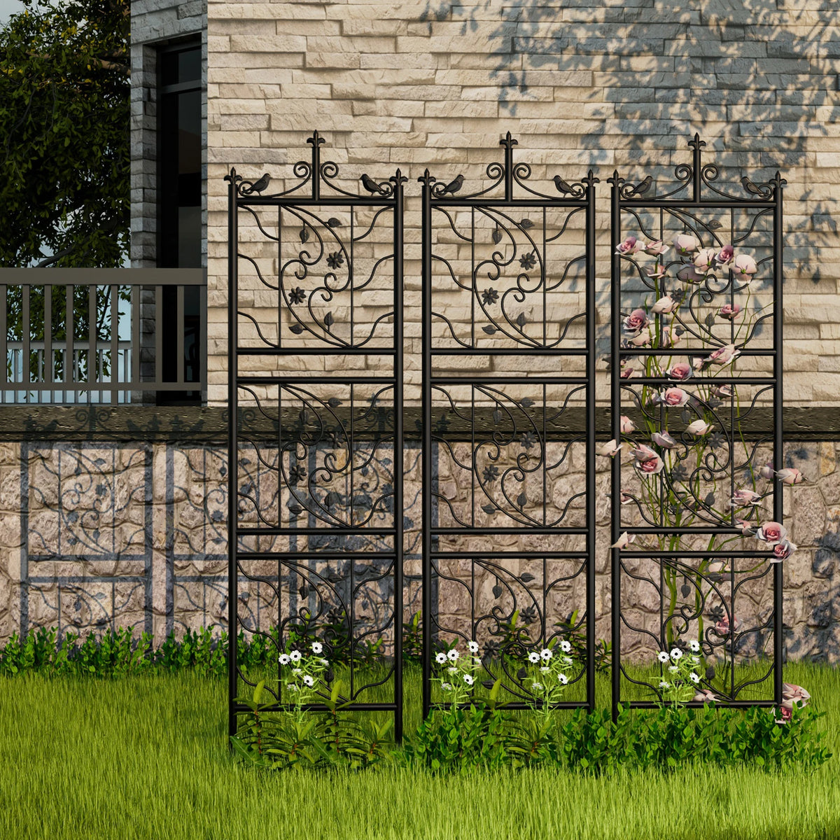 Metal Garden Trellis Panels for Climbing Plants and Outdoor Fences