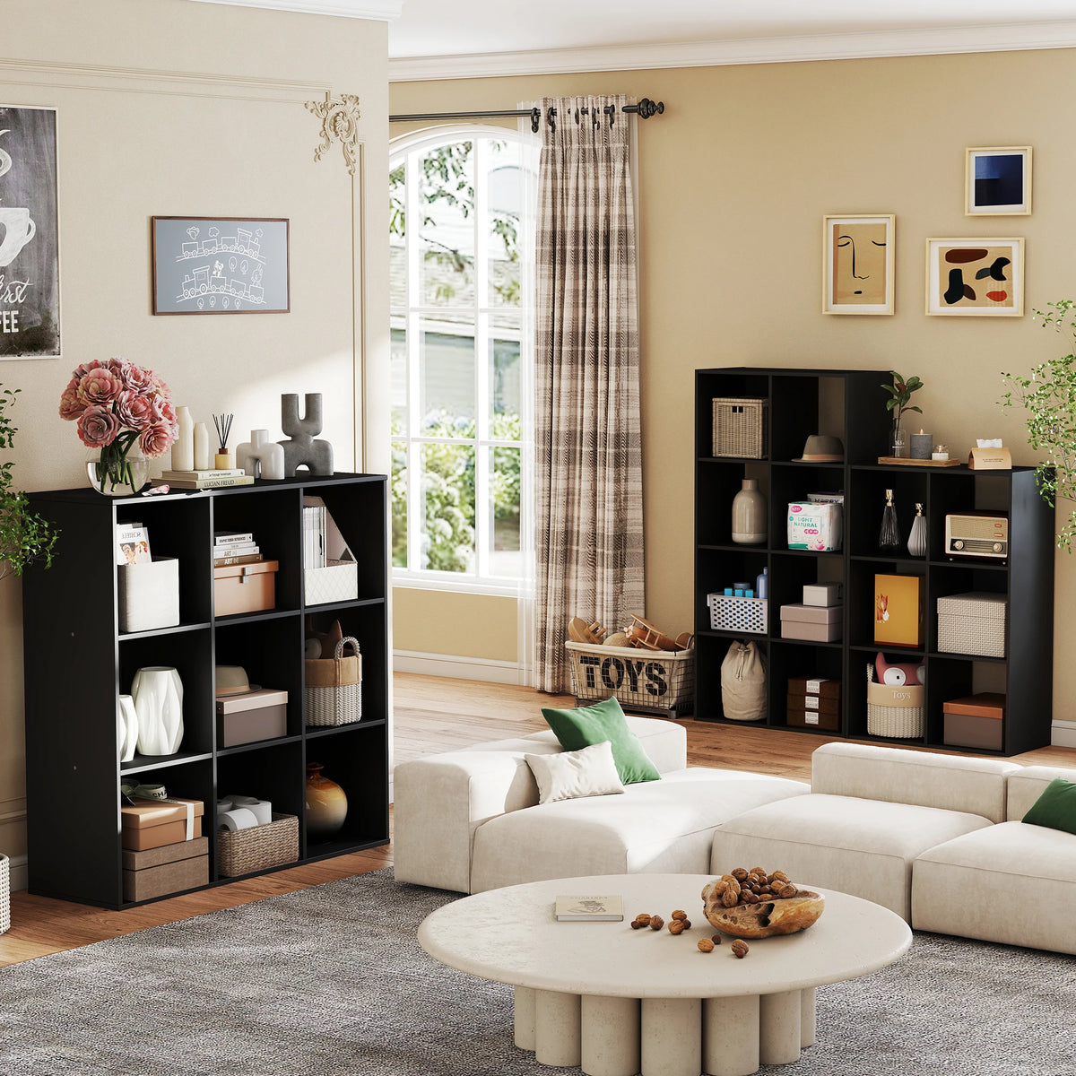 JHK 9 Cube Storage Organizer Wooden Shelf Bookcase Open Bookshelf for Living Room and Home Office Display Storage Bookcase
