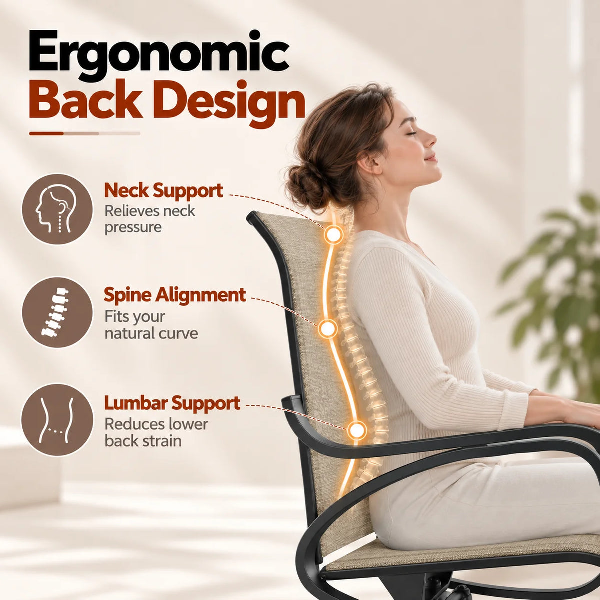 Patio Swivel Rocker Chairs Set of 2, Outdoor Dining Chairs Garden Chairs for Backyard Porch Deck
