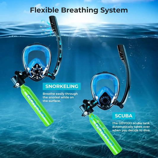 GOYOJO Portable Diving Tank With Snorkel Mask Underwater Breathing System