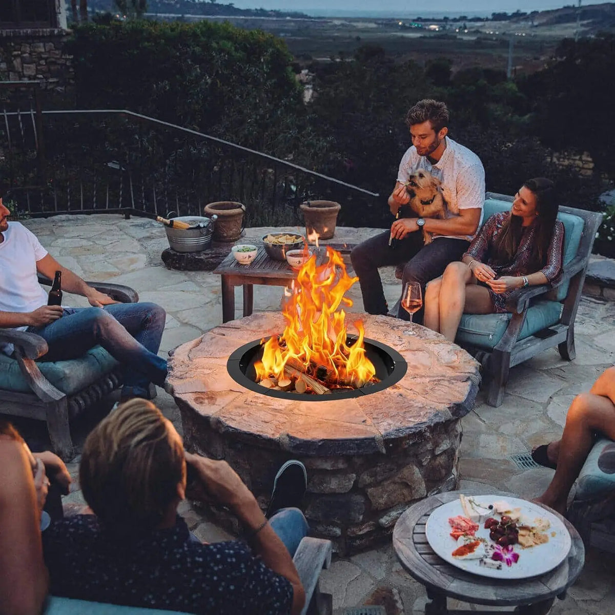 48" / 60" Inner Smokeless Fire Pit Ring for Outdoor, Heavy-Duty Steel Insert Large Round Fire Pit, Outdoor Fireplace Bonfire Pit for Backyard Camping