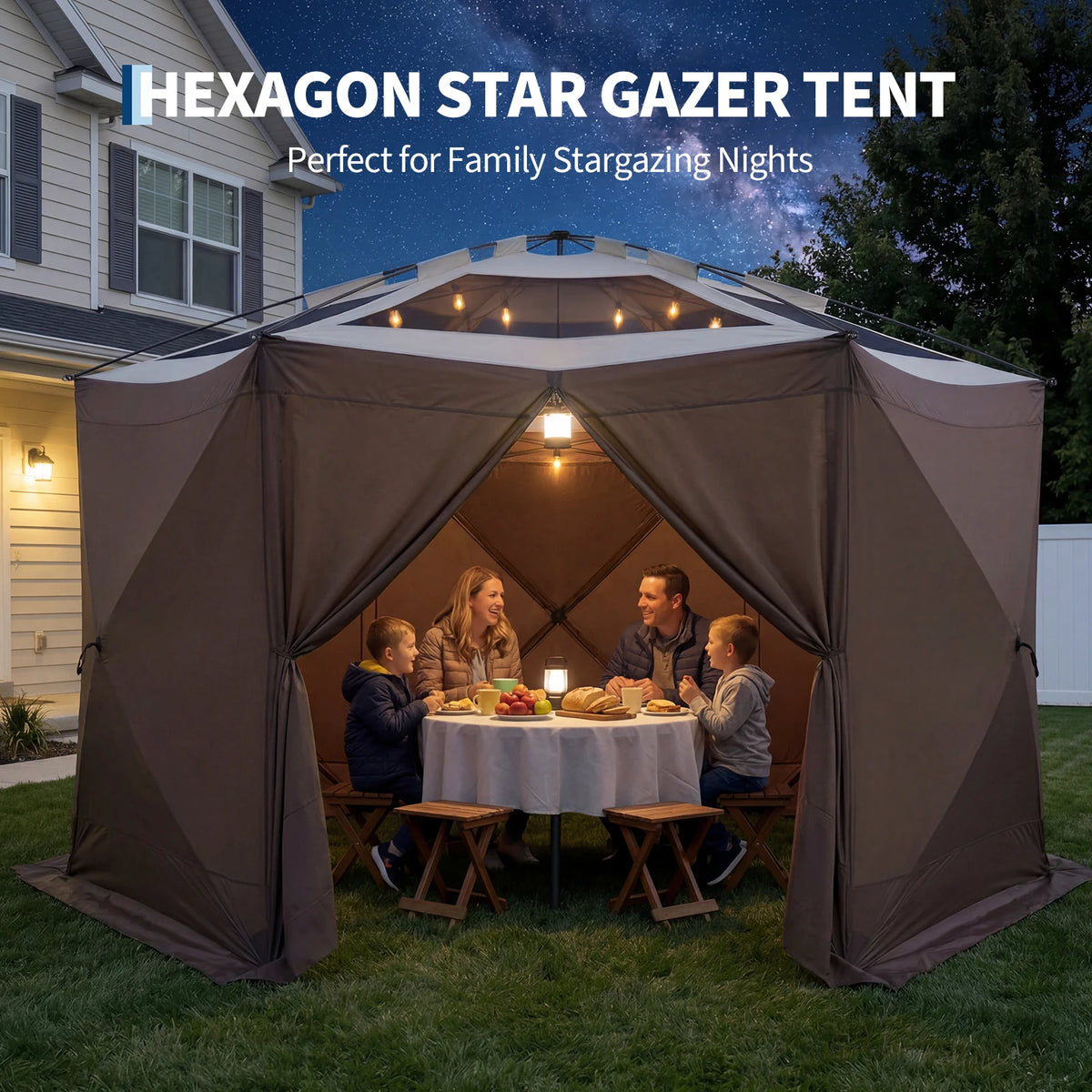 Outdoor Screen Tent Canopy With Eaves And Bite Proof Mesh