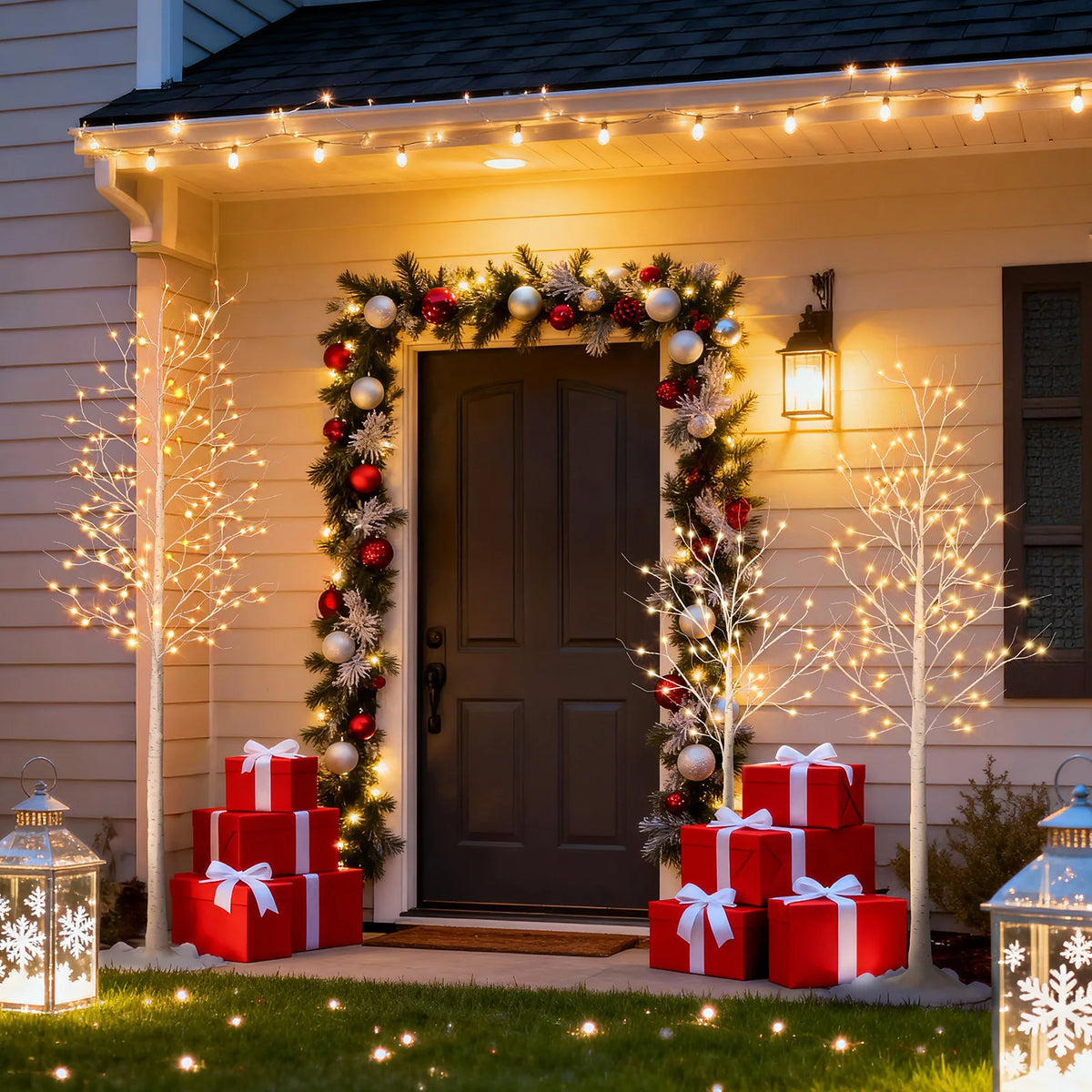 DR.PLANZEN Lighted Birch Tree for Seasonal Home Decor
