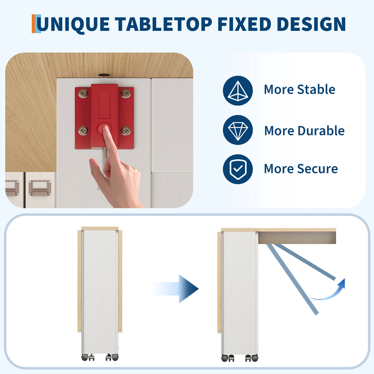 HiMISS Folding Dining Table With Storage Drawer And Shelves