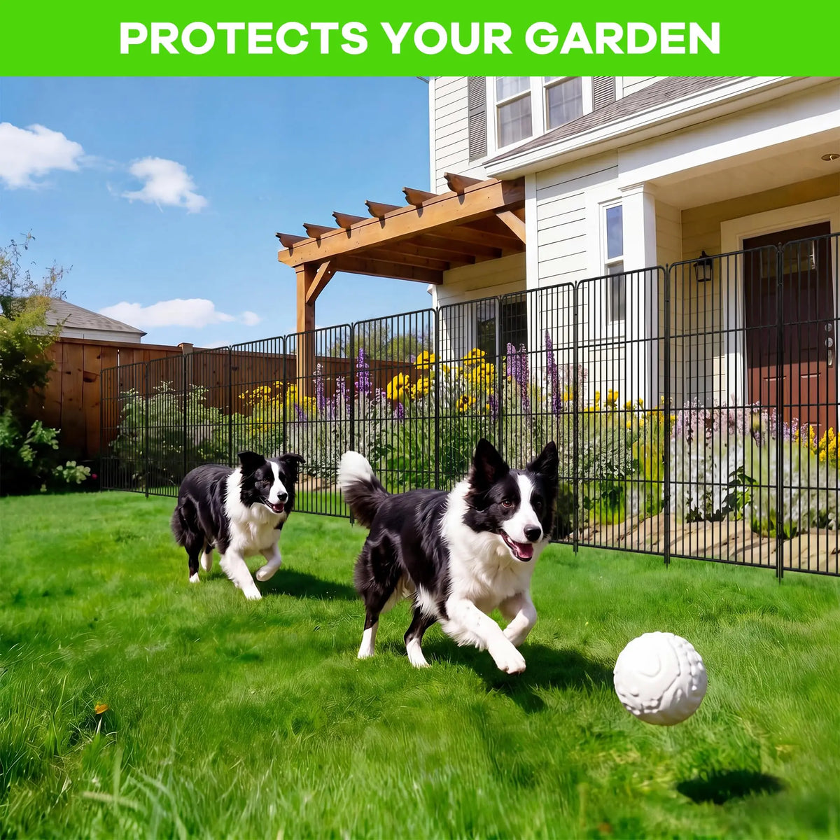 HiMISS Decorative Metal Garden Fence for Dogs and Animal Control