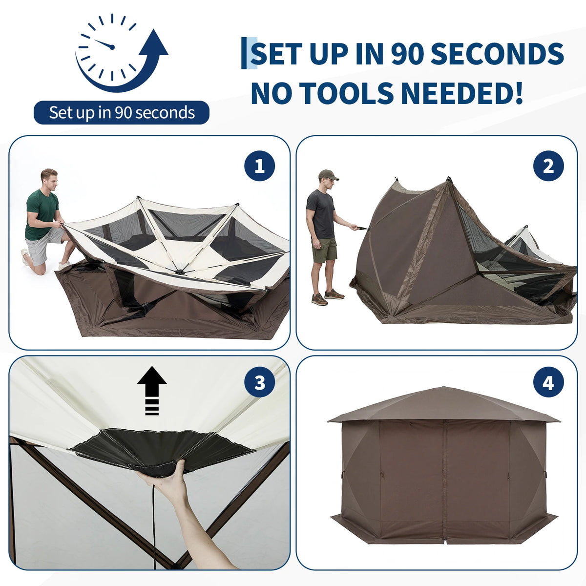 Outdoor Screen Tent Canopy With Eaves And Bite Proof Mesh