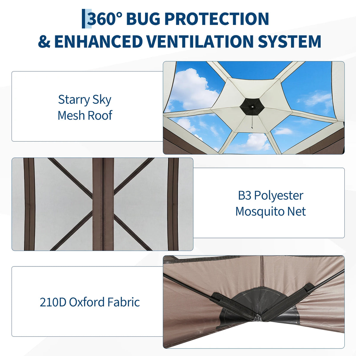 Outdoor Screen Tent Canopy With Eaves And Bite Proof Mesh