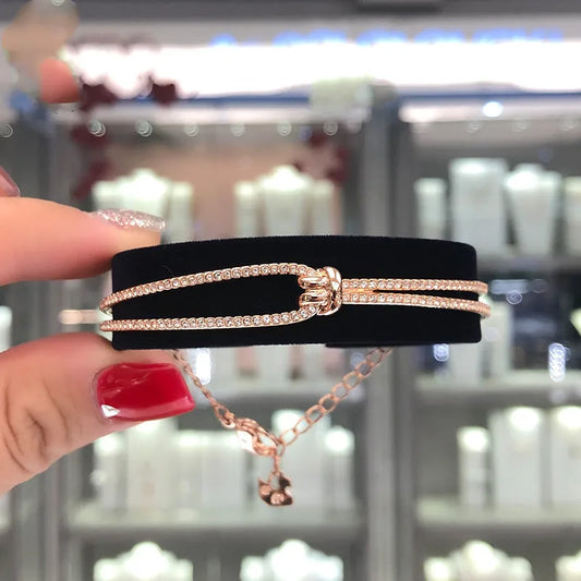 Sterling Silver Moissanite Romantic Knot Twisted Chain Bracelet for Women