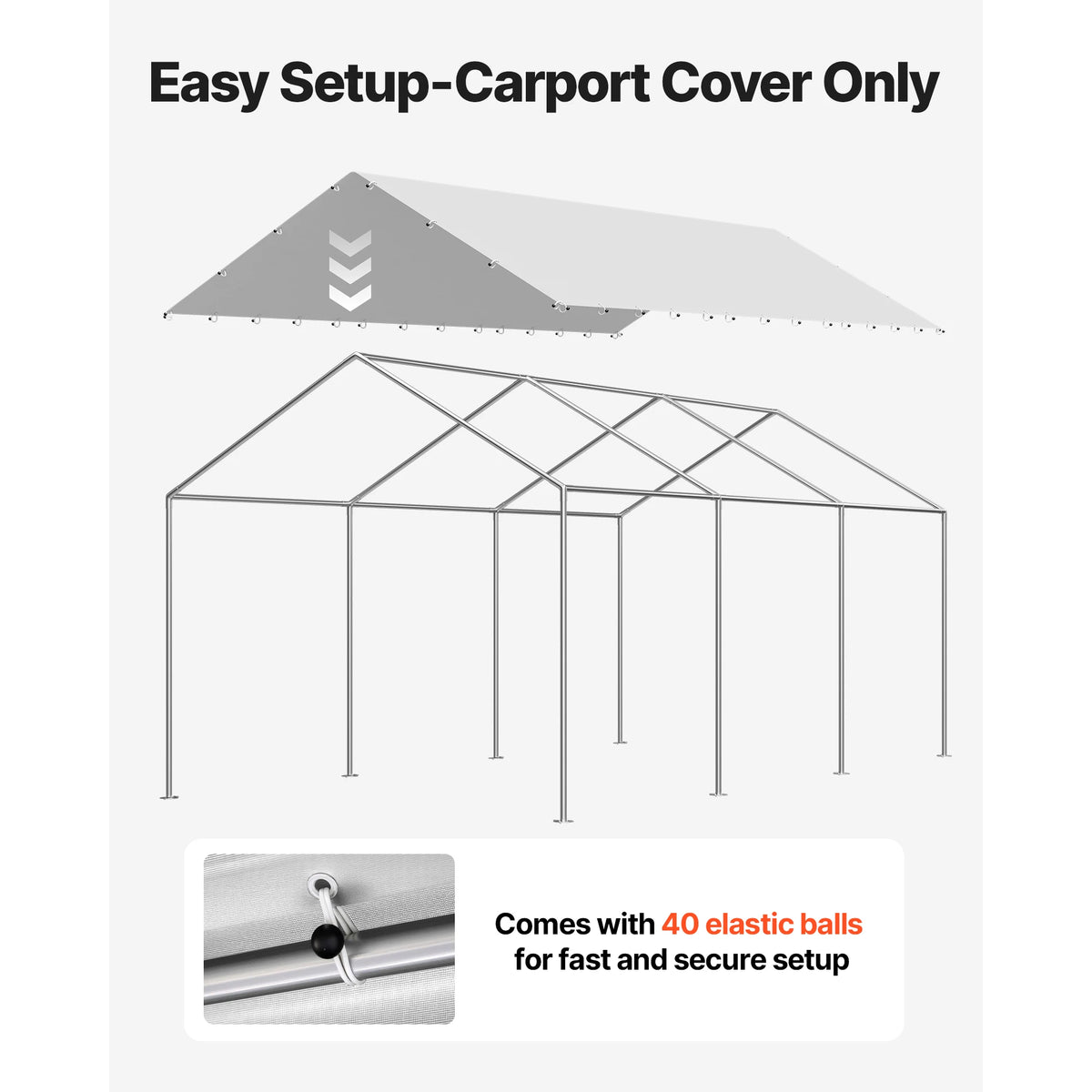 SucceBuy Carport Replacement Canopy Potable Garage Tent Tarp UV-Resistant& Waterproof Car Shelter Tarp Heavy Duty Car Port Cover