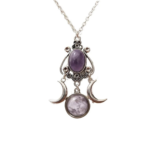 Triple Moon Pendant Necklace for Women with Gothic Style Jewelry