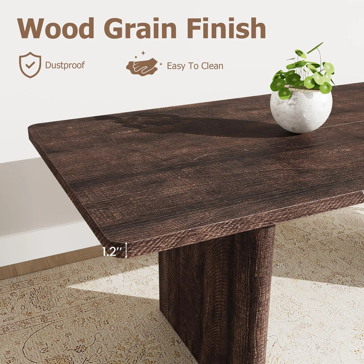 HiMISS Extendable Farmhouse Dining Table With Rounded Corners