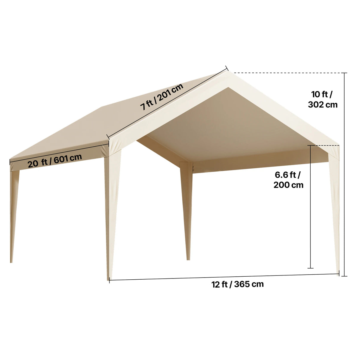 SucceBuy Carport Replacement Canopy Potable Garage Tent Tarp UV-Resistant& Waterproof Car Shelter Tarp Heavy Duty Car Port Cover