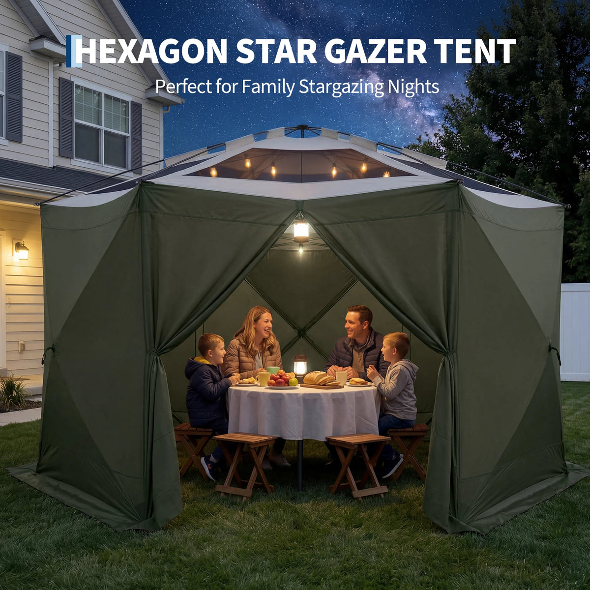 Outdoor Screen Tent Canopy With Eaves And Bite Proof Mesh