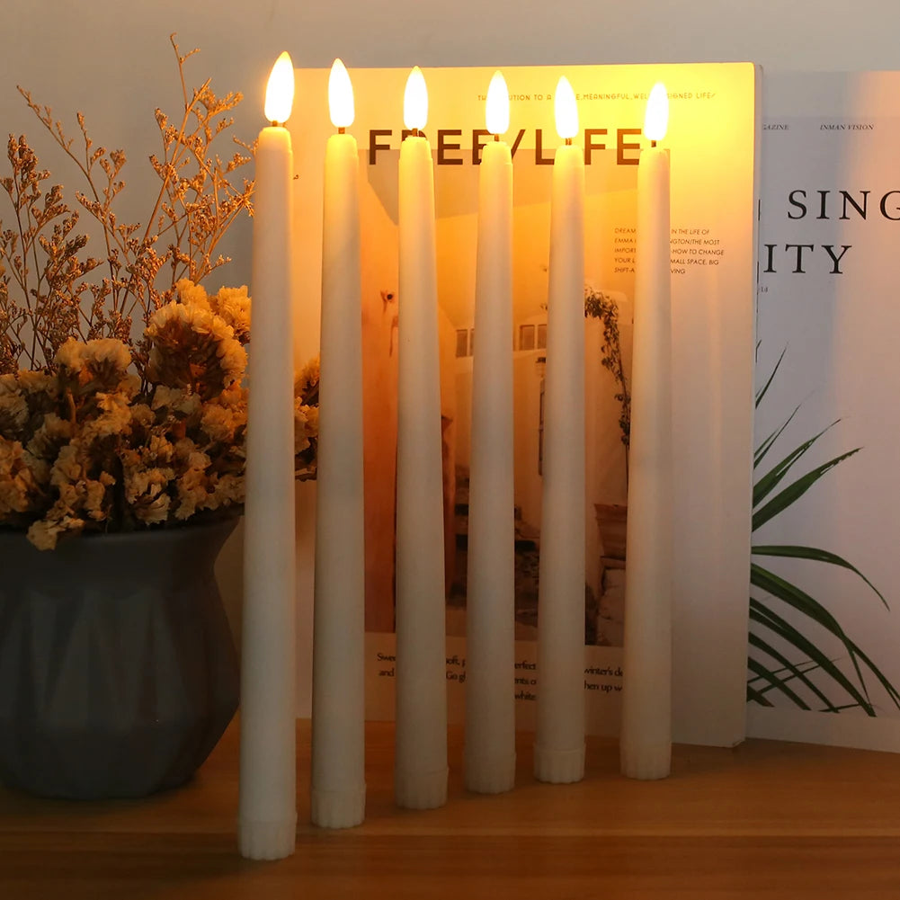 Remote Control Flameless Taper Candles With Flickering LED Light