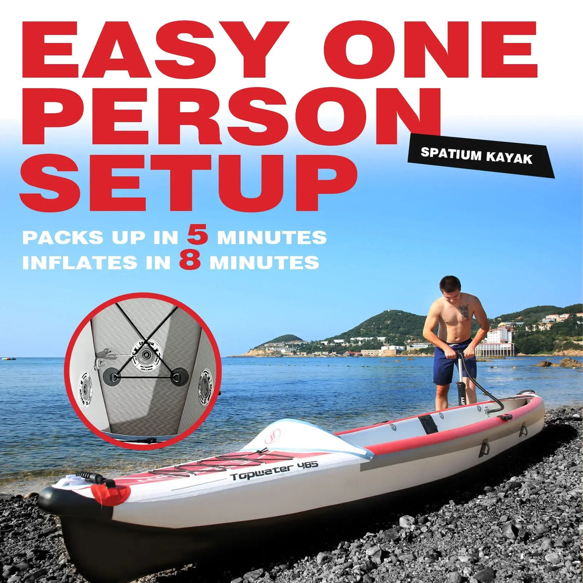 Spatium Inflatable Kayak PVC Fishing Boat 1-3 Person For Water Sports Surfing Rafting Touring Inflatable Kayak With Paddle,Seat