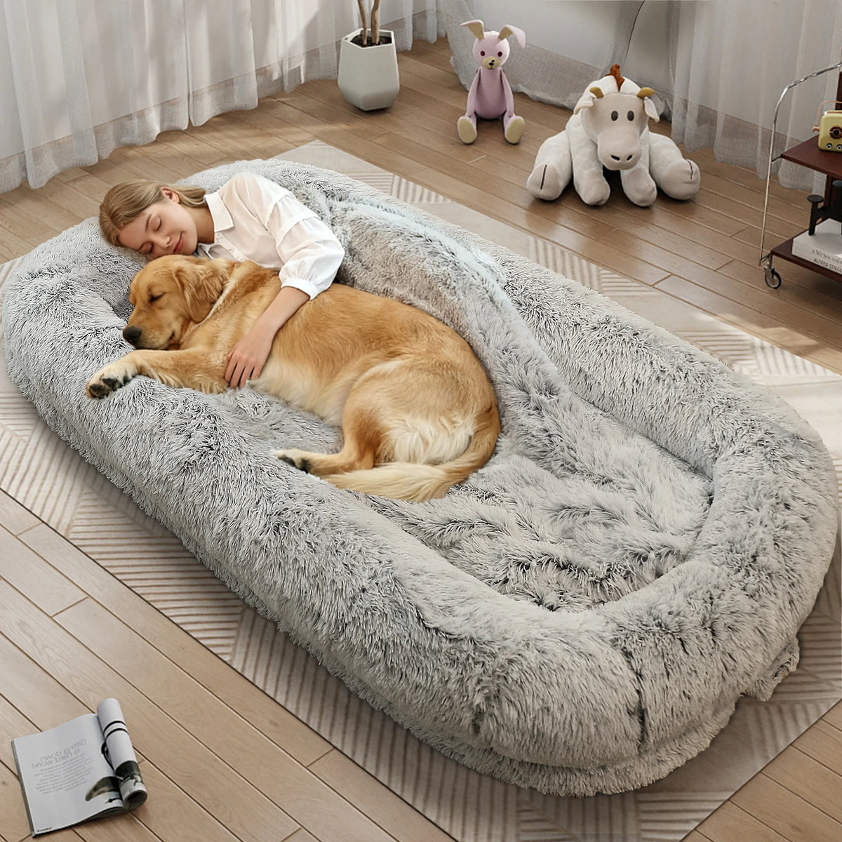 Orthopedic Human Dog Bed for Adults with Removable Cover