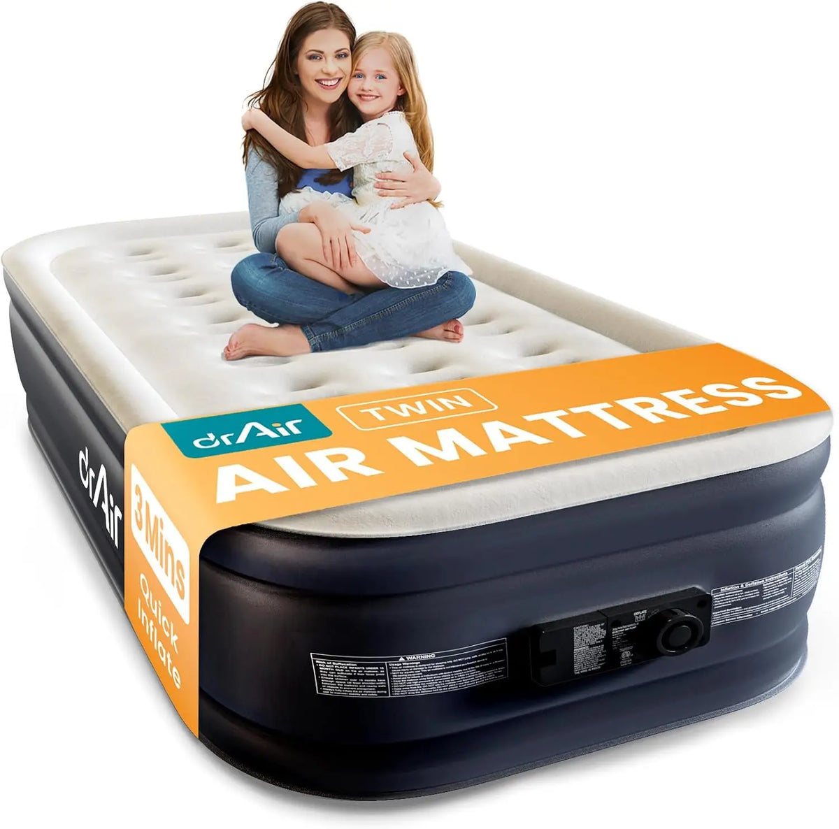 Twin Air Mattress with Built-in Pump, 18" Raised Blow Up Mattress, 500 lbs Max Honeycomb Air Bed, 48Hr Leak-Proof Test, 3min Inflatable Mattress for Home, Guests, Camping, Colchones inflables