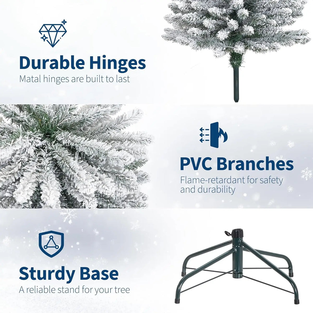 Studyset Artificial Pencil Christmas Tree With Realistic Snow Flocked Branches