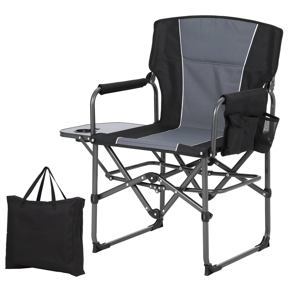 HiMISS Heavy Duty Folding Directors Chair With Side Table