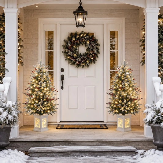 ANIXOL Snow Flocked Pre Lit Christmas Tree With LED Lights