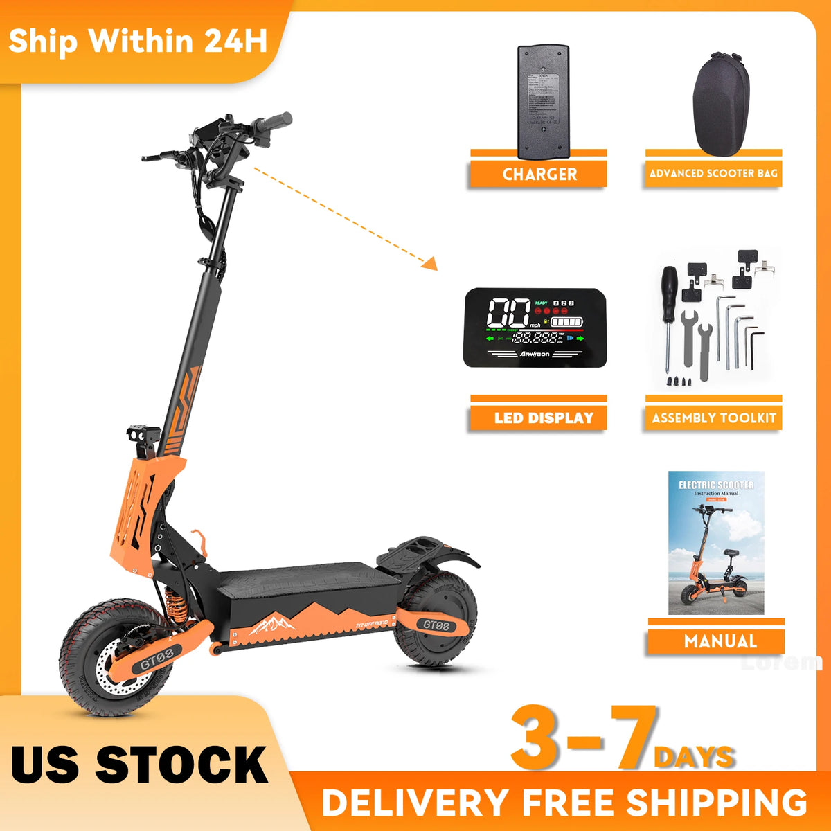Arwibon Dual Motor Adult Electric Scooter With Off Road Tires