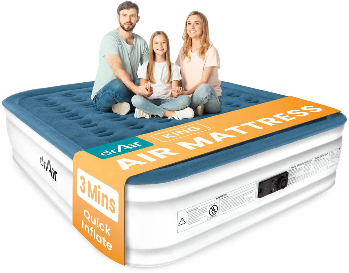 Twin Air Mattress with Built-in Pump, 18" Raised Blow Up Mattress, 500 lbs Max Honeycomb Air Bed, 48Hr Leak-Proof Test, 3min Inflatable Mattress for Home, Guests, Camping, Colchones inflables