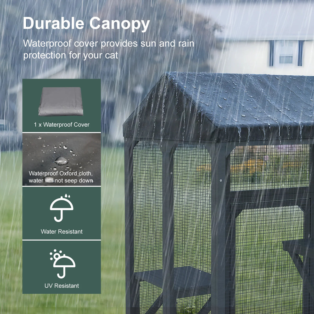 72" Large Catio Outdoor Cat Enclosure, Walk-in Cat Cage House for Multiple Indoor Outdoor Cats, Shelter with 7 Platforms & 2 Resting Boxes,Grey/Black