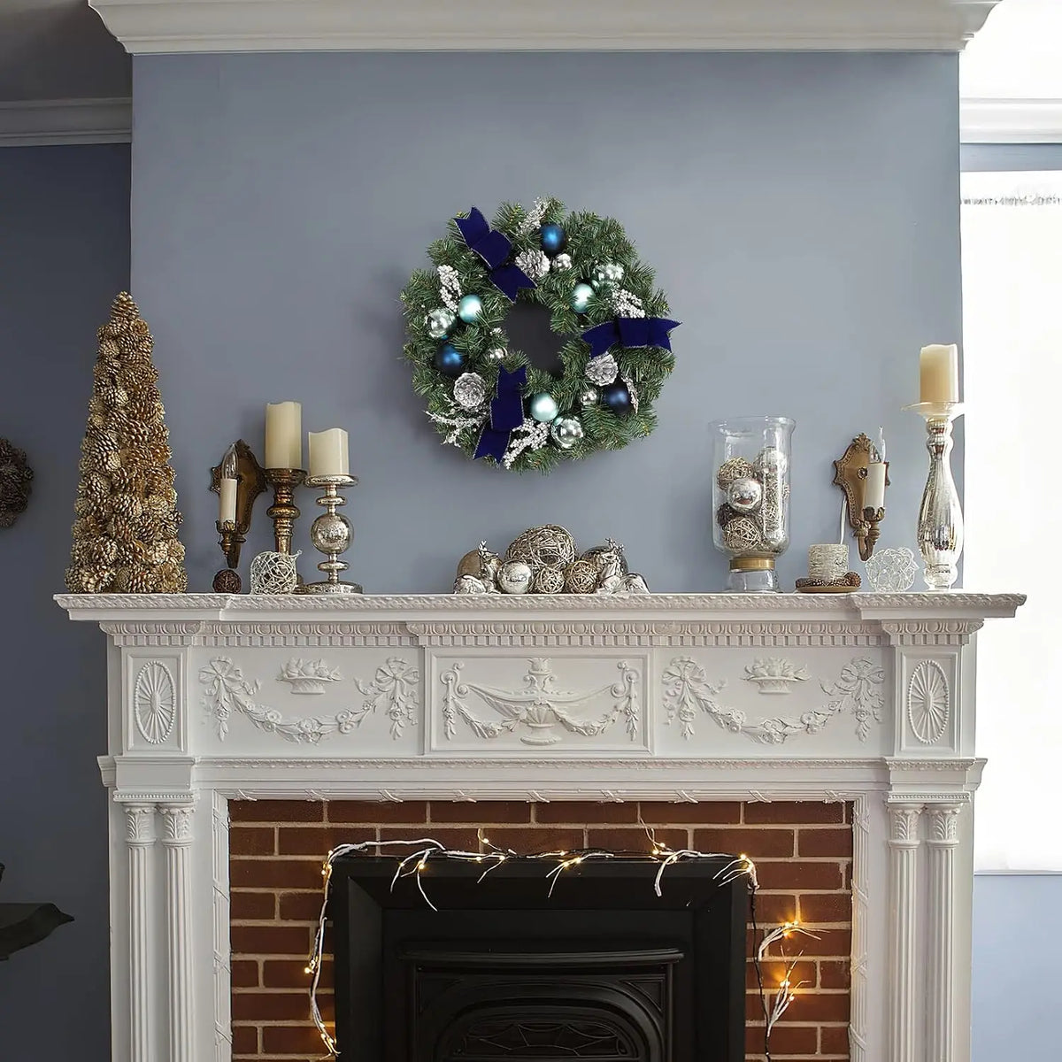 Artificial Christmas Wreath With LED Lights For Holiday Home Decor