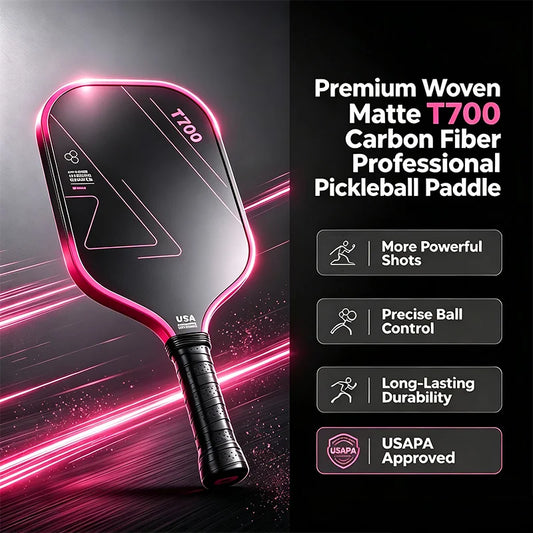 T700 Carbon Fiber Pickleball Paddle USAPA Certified Matte Textured Finish High-Elasticity Tournament-Grade Paddle & Ball Set