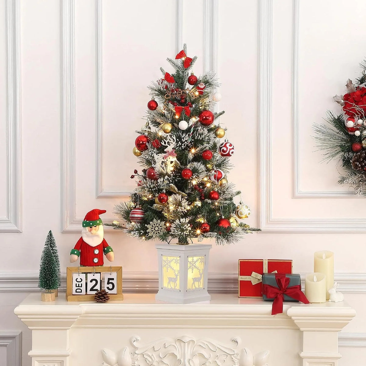 ANIXOL Snow Flocked Pre Lit Christmas Tree With LED Lights