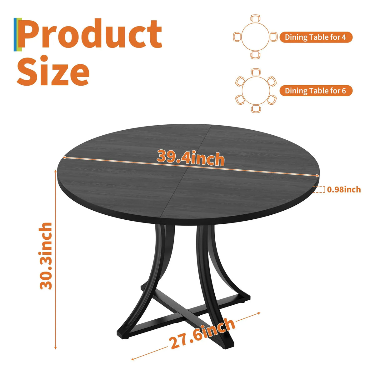 Modern Round Dining Table With Wooden Pedestal Base For Home