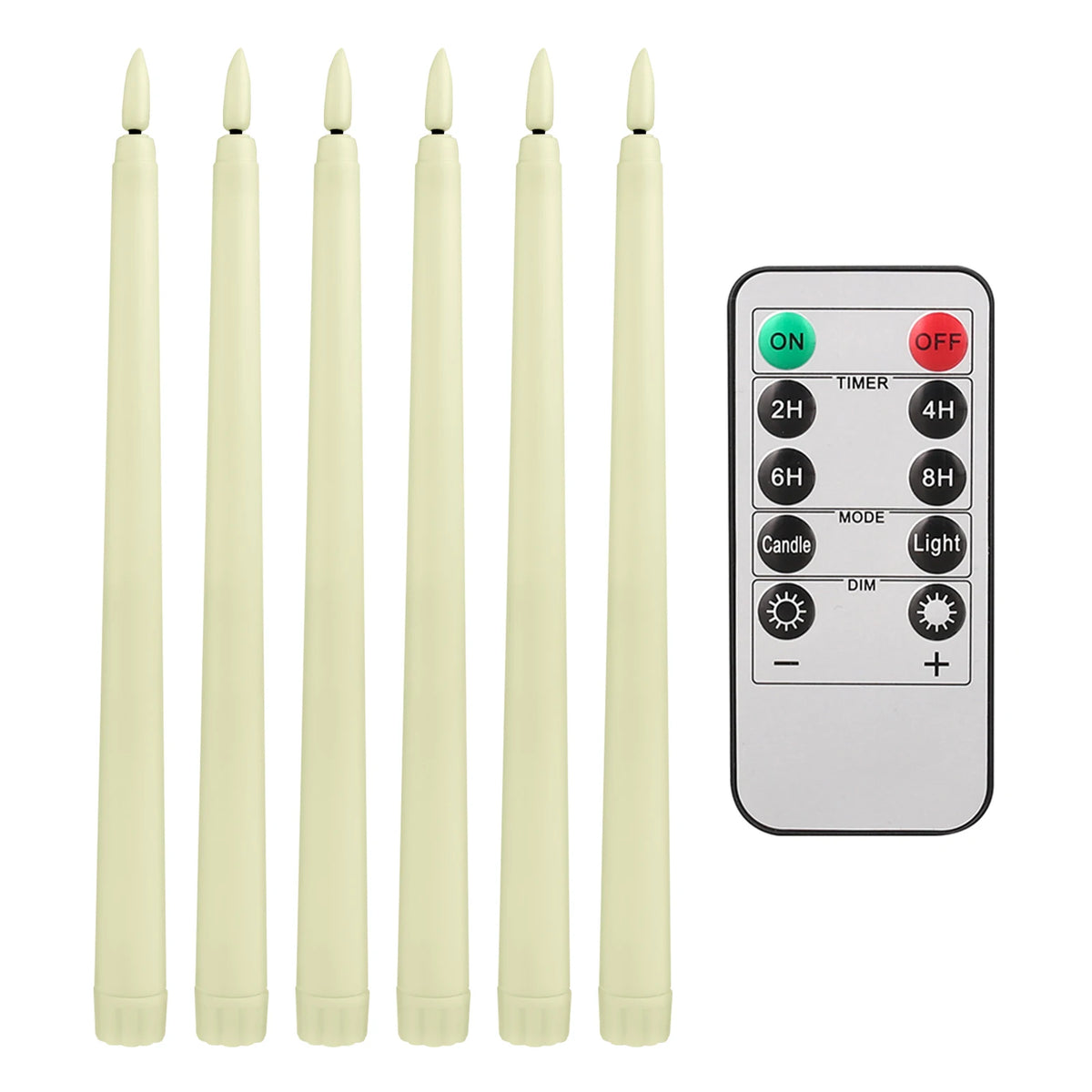 Remote Control Flameless Taper Candles With Flickering LED Light
