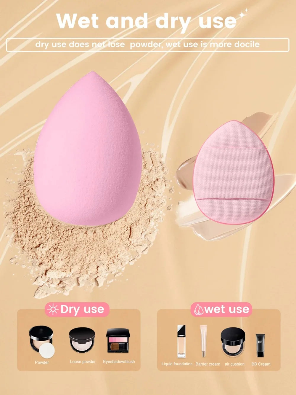 Complete Makeup Brush Set With Sponges, Puffs And Cosmetic Bag