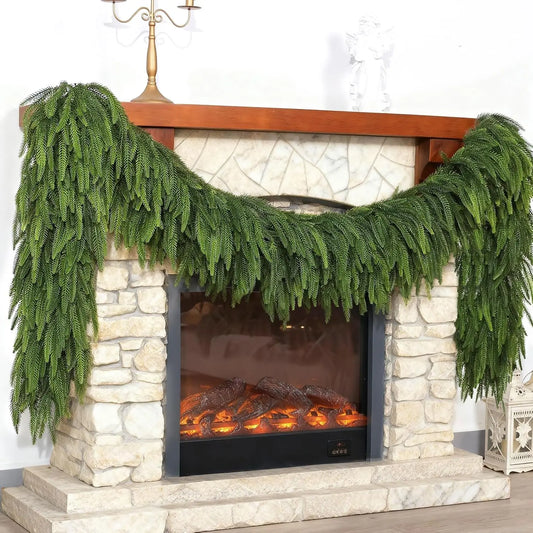 Artificial Norfolk Pine Garland for Christmas Fireplace Decor
