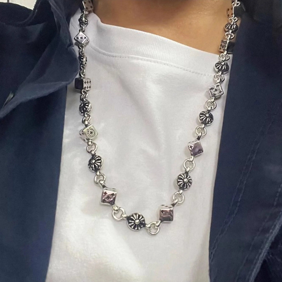 Layered Silver Sweater Chain Necklace With Lobster Clasp