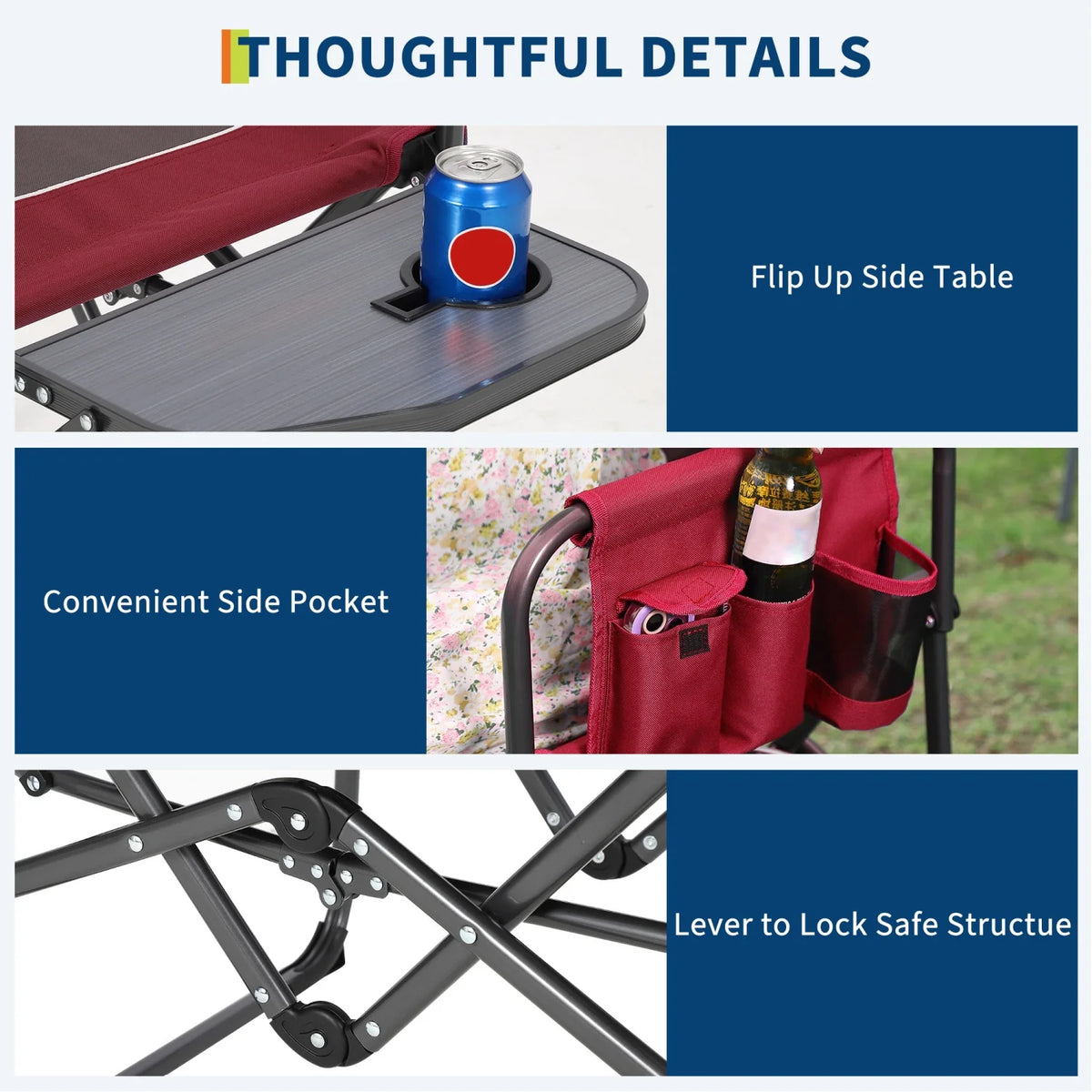 HiMISS Heavy Duty Folding Directors Chair With Side Table