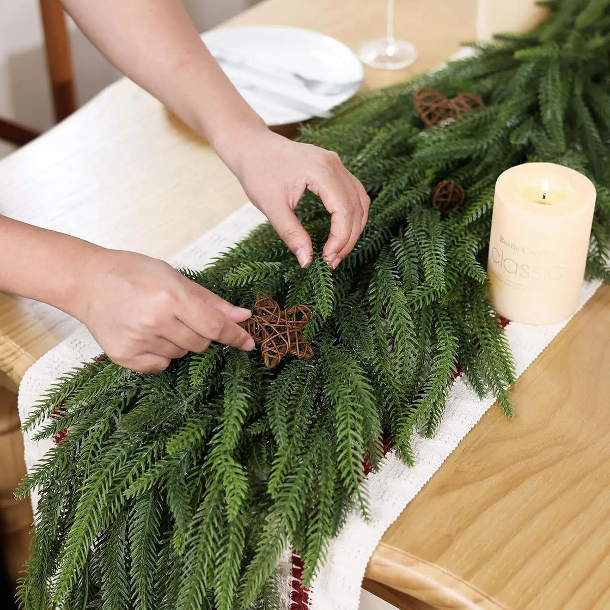 Artificial Norfolk Pine Garland for Christmas Fireplace Decor