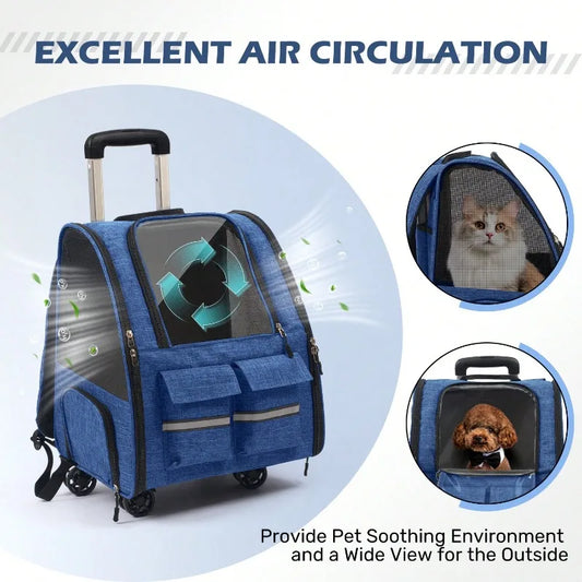 Airline Approved Rolling Pet Carrier With Telescopic Handle