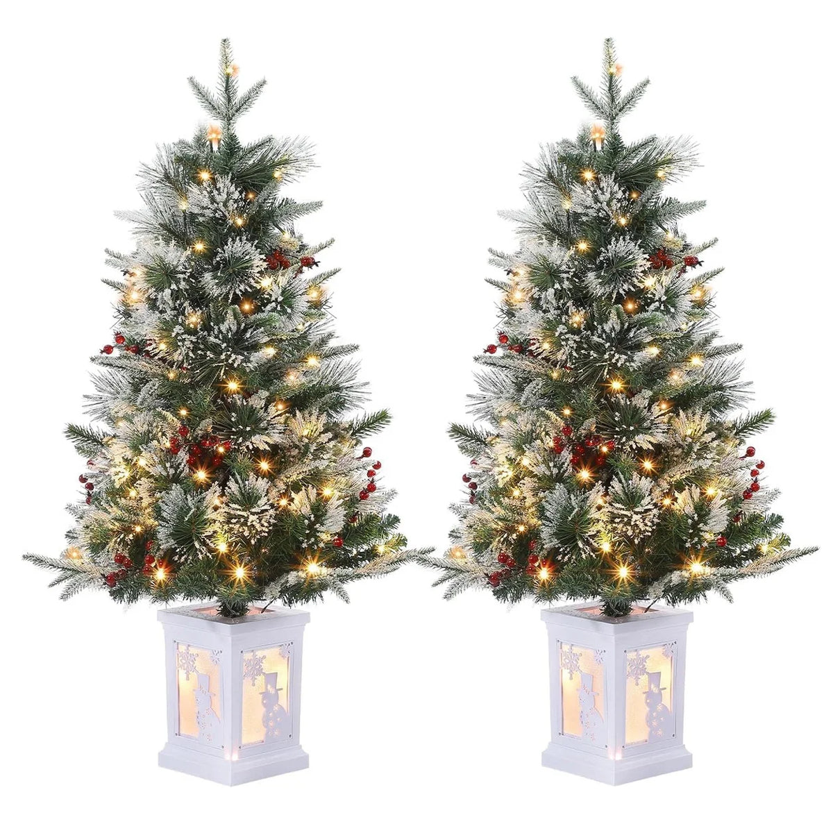 ANIXOL Snow Flocked Pre Lit Christmas Tree With LED Lights