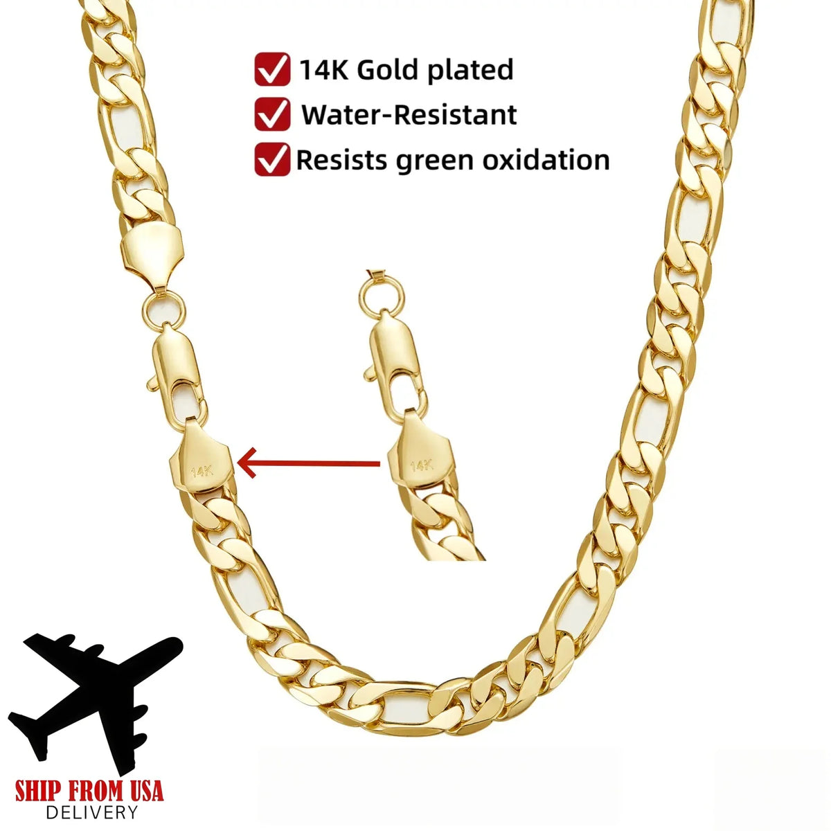 Waterproof Fade Resistant Cuban Link Chain Necklace for Everyday Wear