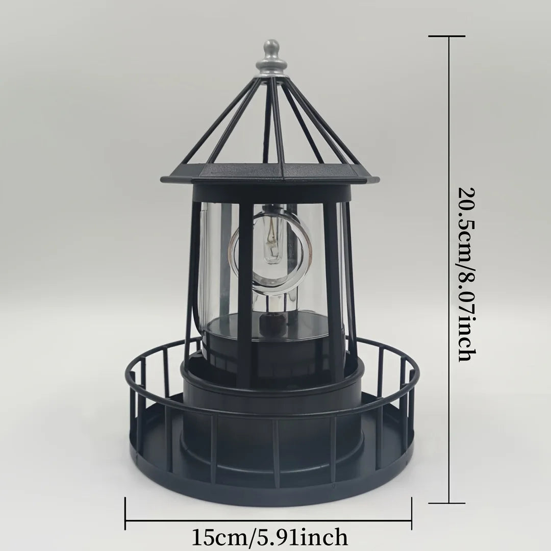 Outdoor Garden Solar Statue Decor Light, Solar Lighthouse Rotating Statue Light, Outdoor Garden Landscape Solar Beacon Tower Rotating Light, for Outdoor Patio Garden Pathway Home Decor