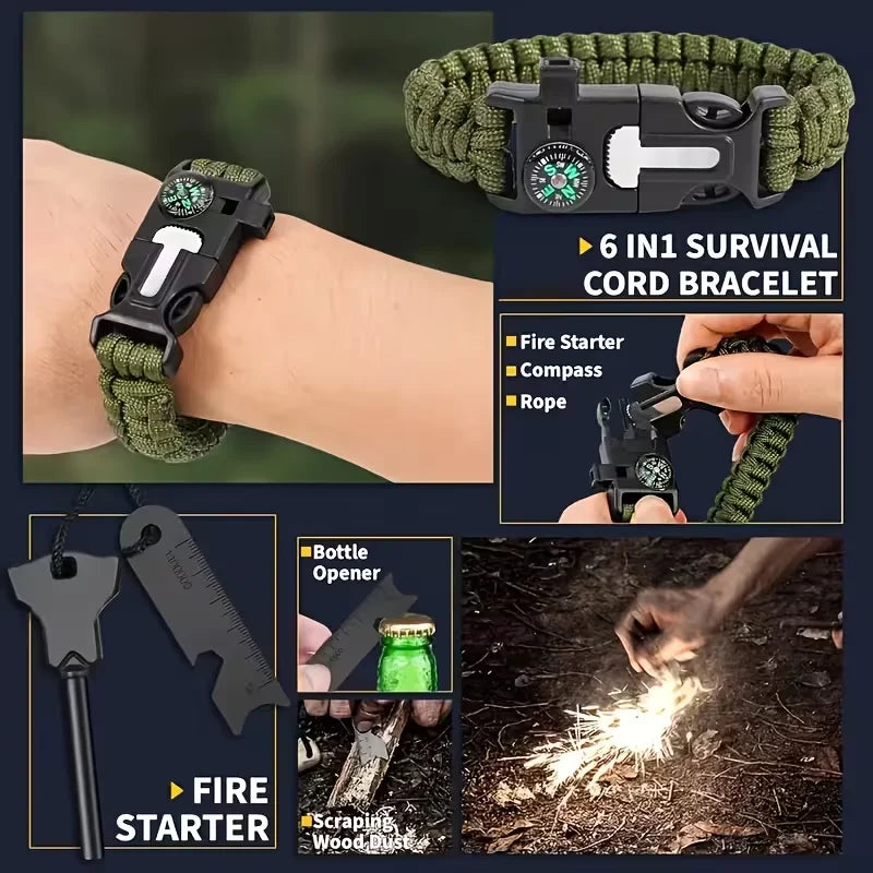 217-Piece Survival Kit with First Aid Kit And Survival Tools Molle Storage Bag for Outdoor Activities Adventure Travel Camping Hiking Home Office Ideal Gift for Men Dad Husband Son