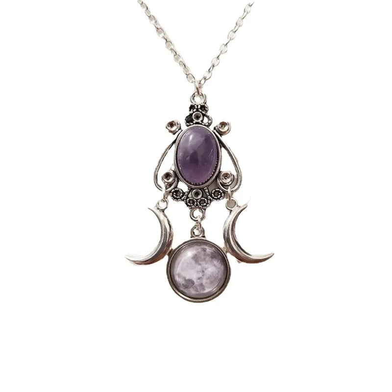 Triple Moon Pendant Necklace for Women with Gothic Style Jewelry