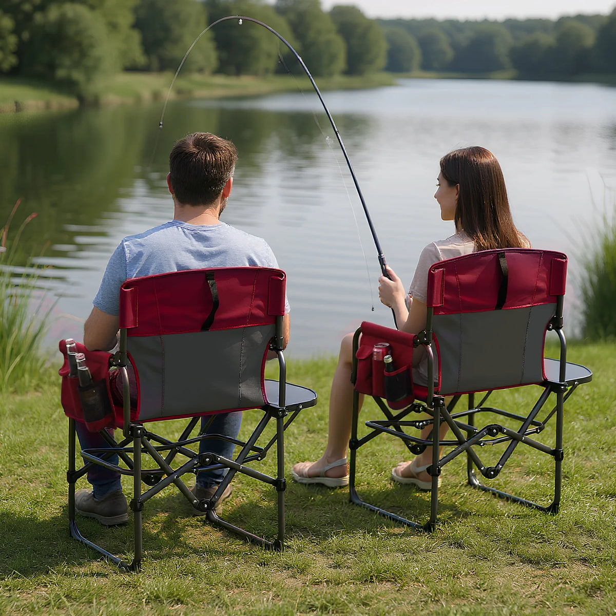 HiMISS Heavy Duty Folding Directors Chair With Side Table