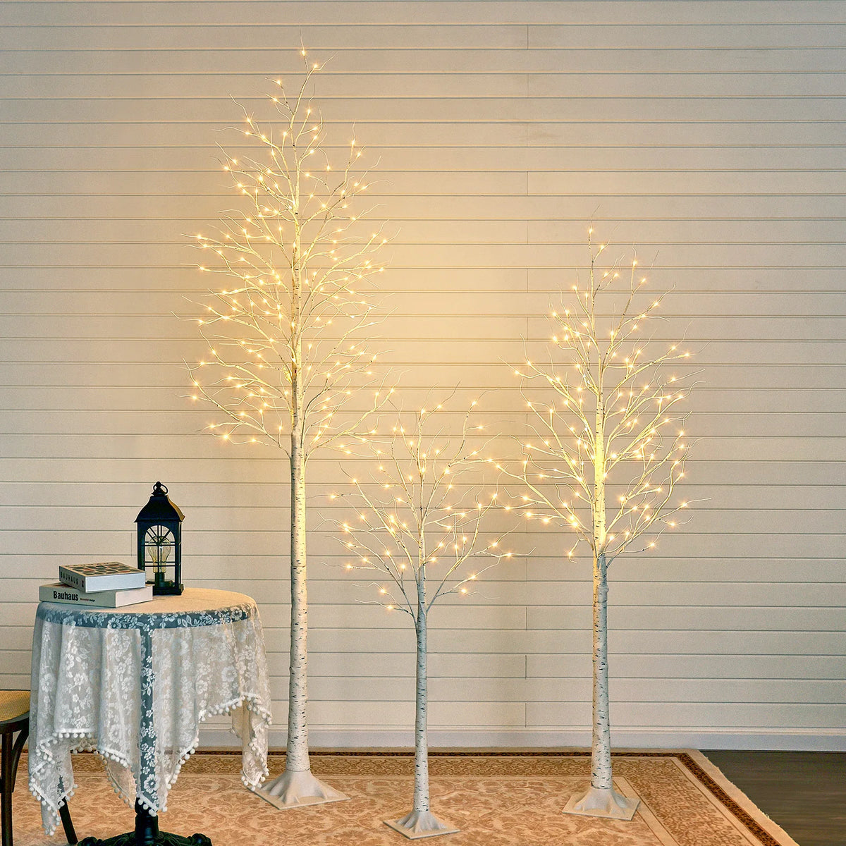 DR.PLANZEN Lighted Birch Tree for Seasonal Home Decor