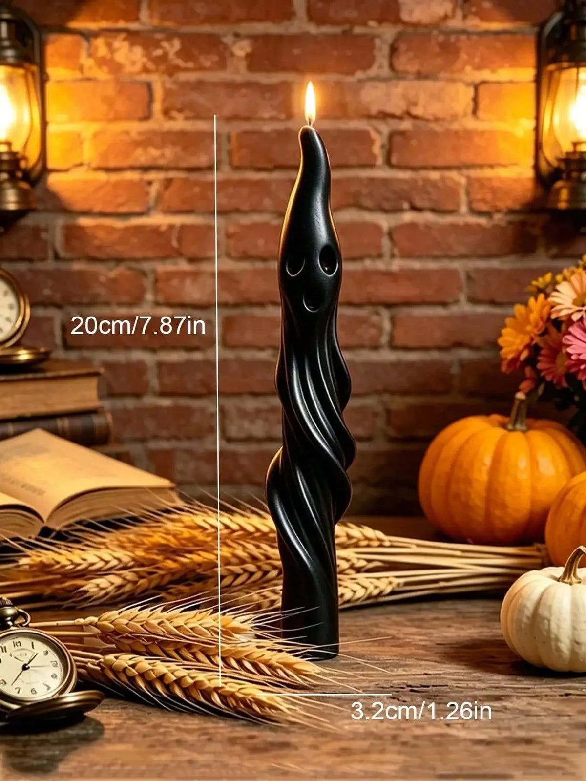 Twisted Spiral Taper Candle, Gothic Sculptural Design For Home Decor