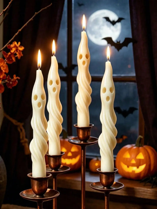 Twisted Spiral Taper Candle, Gothic Sculptural Design For Home Decor
