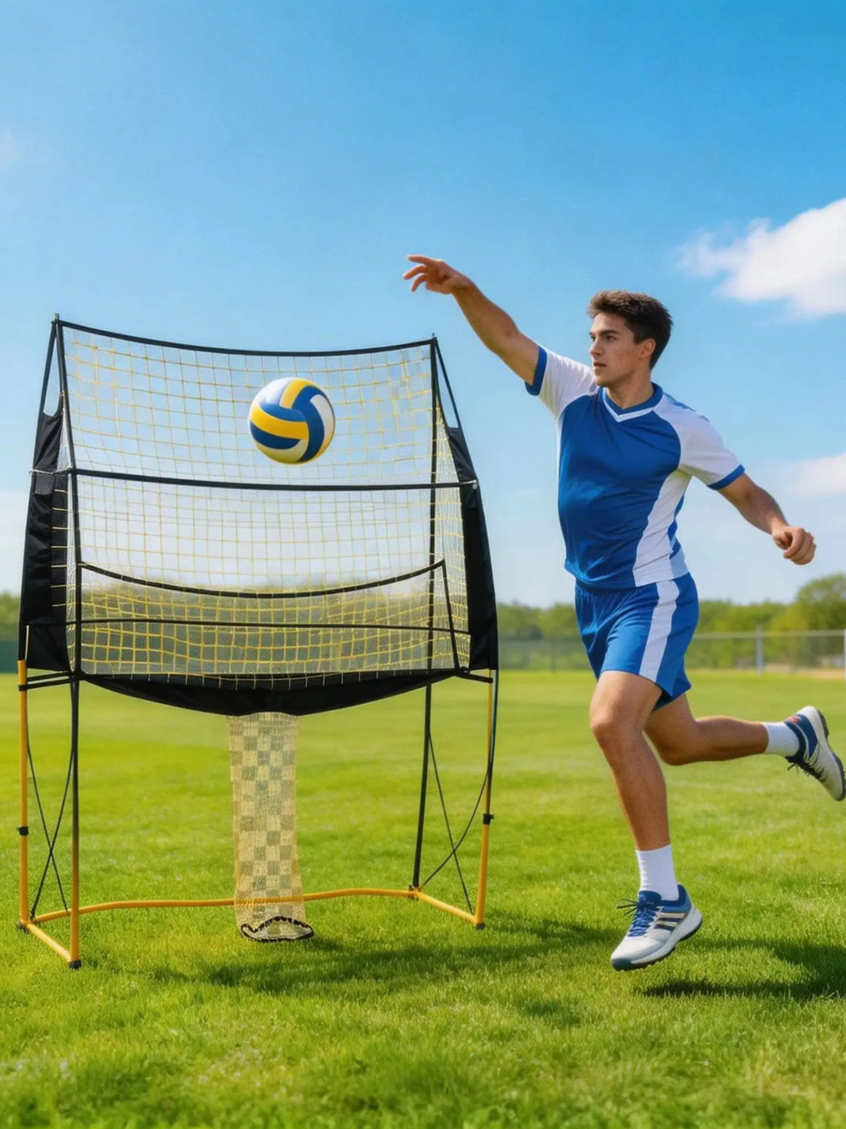 Adjustable Volleyball Training Net System Sturdy Portable Easy Setup Equipment For Indoor Outdoor Skill Practice Improve Serving Spiking And Blocking Adjustable Heights For All Levels